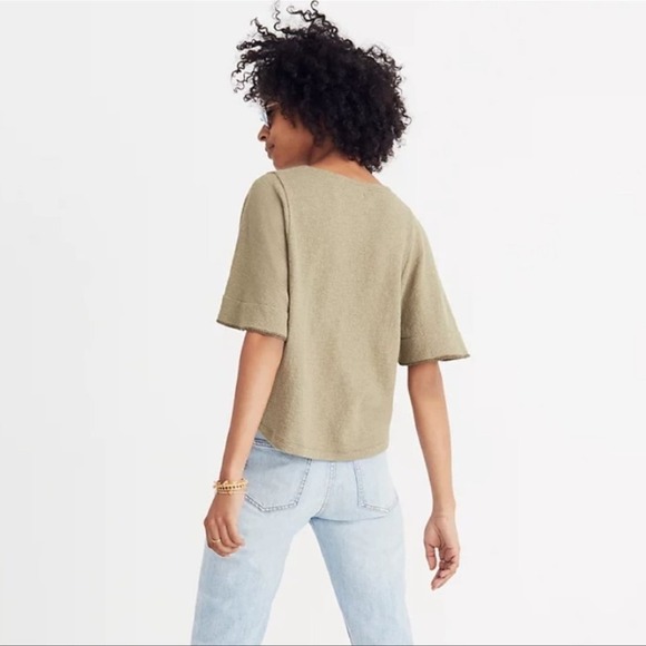 Madewell Texture & Thread Flutter Sleeve Relaxed fit Top Size XS Pink/Peach - Picture 7 of 12